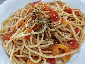 Spaghetti tomatoes  at Piore Organic Cafe in Central Singapore