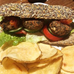 Blackbean burger  at Jah Ruulz in St Julians
