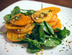 Pumpkin, spinach and apple salad at Jah Ruulz in St Julians