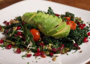 Raw kale and avocado salad at Jah Ruulz in St Julians