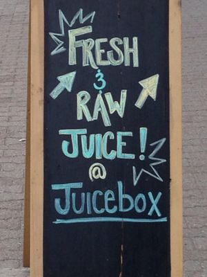 Outside sign at Juicebox in Burlington