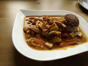 delicious eggplant curry!  at Velvet Leaf in Berlin