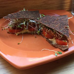 Sweet potato and sage burger at Helio Terra Vegan Cafe in Cleveland