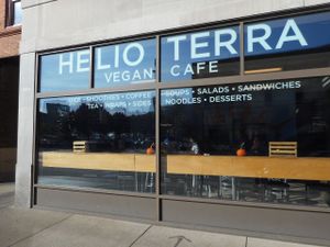 window at Helio Terra Vegan Cafe in Cleveland