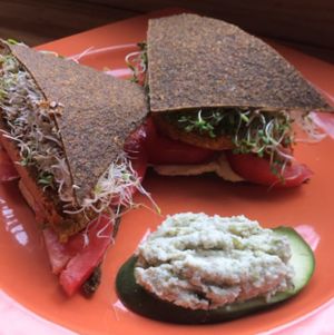 sweet potato sage burger  at Helio Terra Vegan Cafe in Cleveland