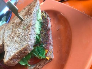 delicious blackbean burger!! at Helio Terra Vegan Cafe in Cleveland