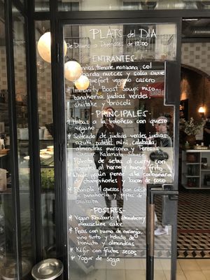 Menu entrance at Teresa Carles Cocina Vegetariana in Barcelona