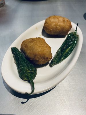 Vegan chicken croquettes  at Teresa Carles Cocina Vegetariana in Barcelona