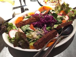 tempeh and pumpkin salad at Teresa Carles Cocina Vegetariana in Barcelona
