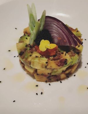 Tartar vegano at Teresa Carles Cocina Vegetariana in Barcelona