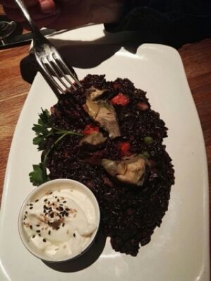 Arrós negre Vegan at Teresa Carles Cocina Vegetariana in Barcelona