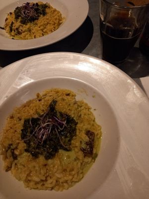 Rice Risotto and kombucha coke at Teresa Carles Cocina Vegetariana in Barcelona