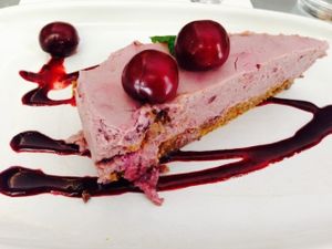 Delicious cheesecake at Teresa Carles Cocina Vegetariana in Barcelona