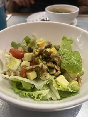 Ensalada con nuez pecana y quesos veganos.  at Teresa Carles Cocina Vegetariana in Barcelona