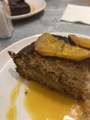 Pastel de chocolate y naranja.   at Teresa Carles Cocina Vegetariana in Barcelona