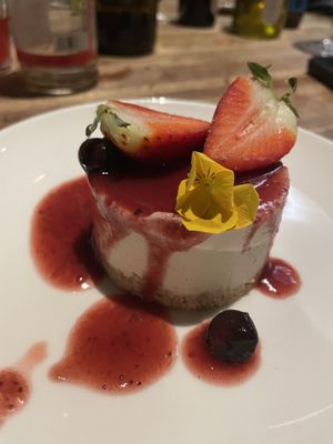 Strawberry white chocolate cake  at Teresa Carles Cocina Vegetariana in Barcelona