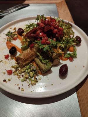 Puerros asados at Teresa Carles Cocina Vegetariana in Barcelona