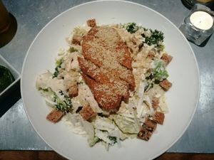 Vegan caeser salad at Teresa Carles Cocina Vegetariana in Barcelona