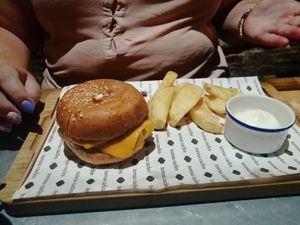 Vegan burger at Teresa Carles Cocina Vegetariana in Barcelona