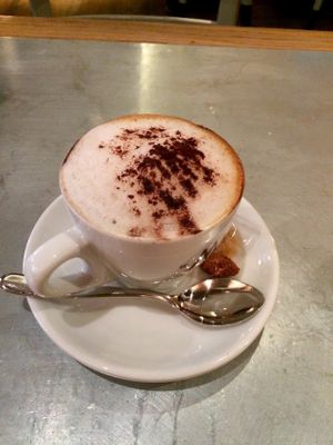Cappuccino with oat milk at Teresa Carles Cocina Vegetariana in Barcelona