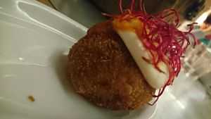 bomba barceloneta at Teresa Carles Cocina Vegetariana in Barcelona