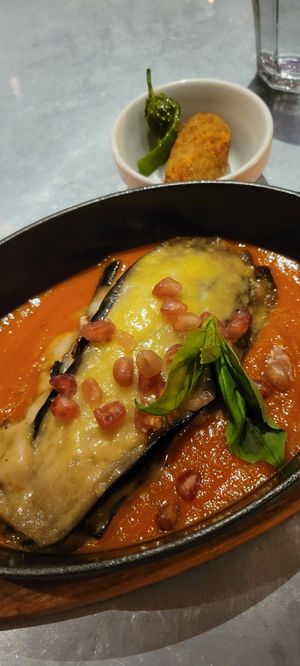 Eggplant lasagna at Teresa Carles Cocina Vegetariana in Barcelona