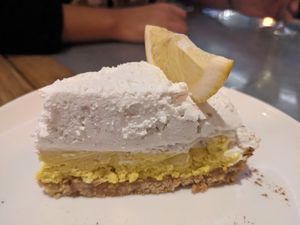 Lemon pie at Teresa Carles Cocina Vegetariana in Barcelona