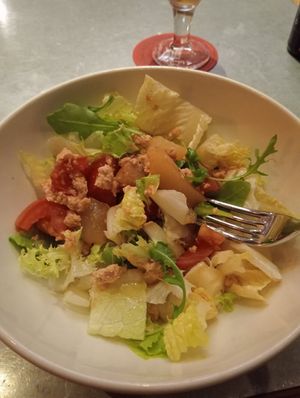 Fua vegano, pera confitada. Correcta. at Teresa Carles Cocina Vegetariana in Barcelona