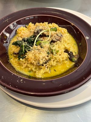 Mushroom risotto. Very tasty, wished the portions could be bigger! at Teresa Carles Cocina Vegetariana in Barcelona