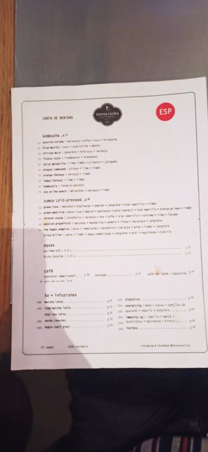 Bebidas at Teresa Carles Cocina Vegetariana in Barcelona