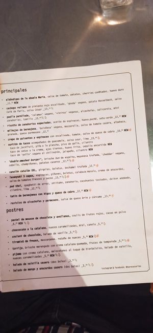 Principales y postres at Teresa Carles Cocina Vegetariana in Barcelona