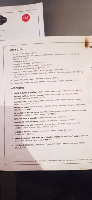 Pica pica y entrantes at Teresa Carles Cocina Vegetariana in Barcelona