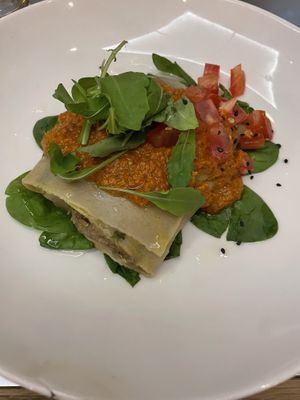3 layer lasanyuki  at Teresa Carles Cocina Vegetariana in Barcelona