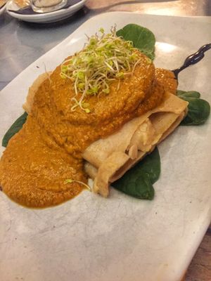 Spelt lasagna at Teresa Carles Cocina Vegetariana in Barcelona