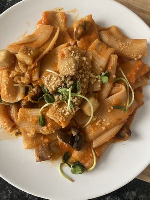 Penne matricciana  at Teresa Carles Cocina Vegetariana in Barcelona