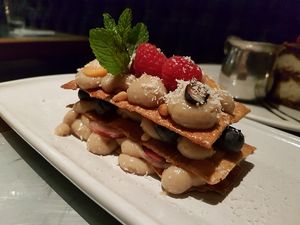 mille feuille, dessert, was good at Teresa Carles Cocina Vegetariana in Barcelona