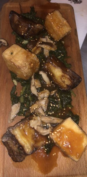 Tofu, Shitake & Eggplant Teriyaki  at Teresa Carles Cocina Vegetariana in Barcelona