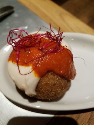 Bomba de la Barceloneta  at Teresa Carles Cocina Vegetariana in Barcelona