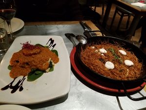 Lasagna and Rossejat de Fideus  at Teresa Carles Cocina Vegetariana in Barcelona