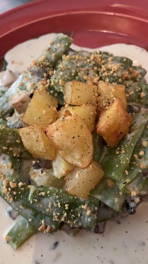 Beans and potatoes  at Teresa Carles Cocina Vegetariana in Barcelona