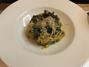 Risotto with veggies and mushrooms at Teresa Carles Cocina Vegetariana in Barcelona