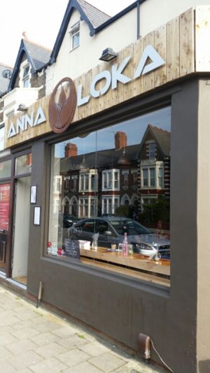 outside  at Anna Loka in Cardiff