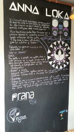 board at Anna Loka in Cardiff