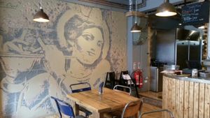 Beautiful wall crafted art at Anna Loka in Cardiff