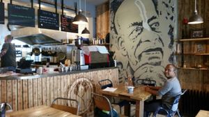 Beautiful wall crafted art at Anna Loka in Cardiff