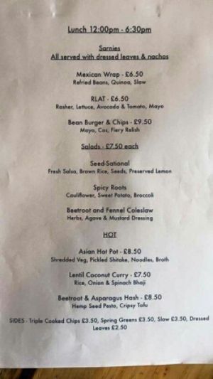 menu at Anna Loka in Cardiff