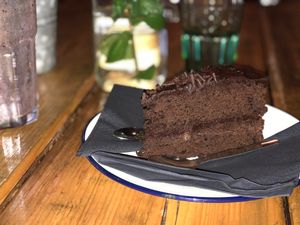 Chocolate and salted caramel cake to die for! at Anna Loka in Cardiff