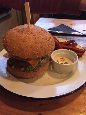 Seitan burger  at Anna Loka in Cardiff