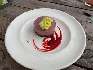 Cherry cheesecake at Anna Loka in Cardiff