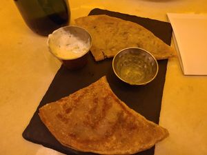 Flatbread 🫓  with leek and potato filling at Lapis in Washington
